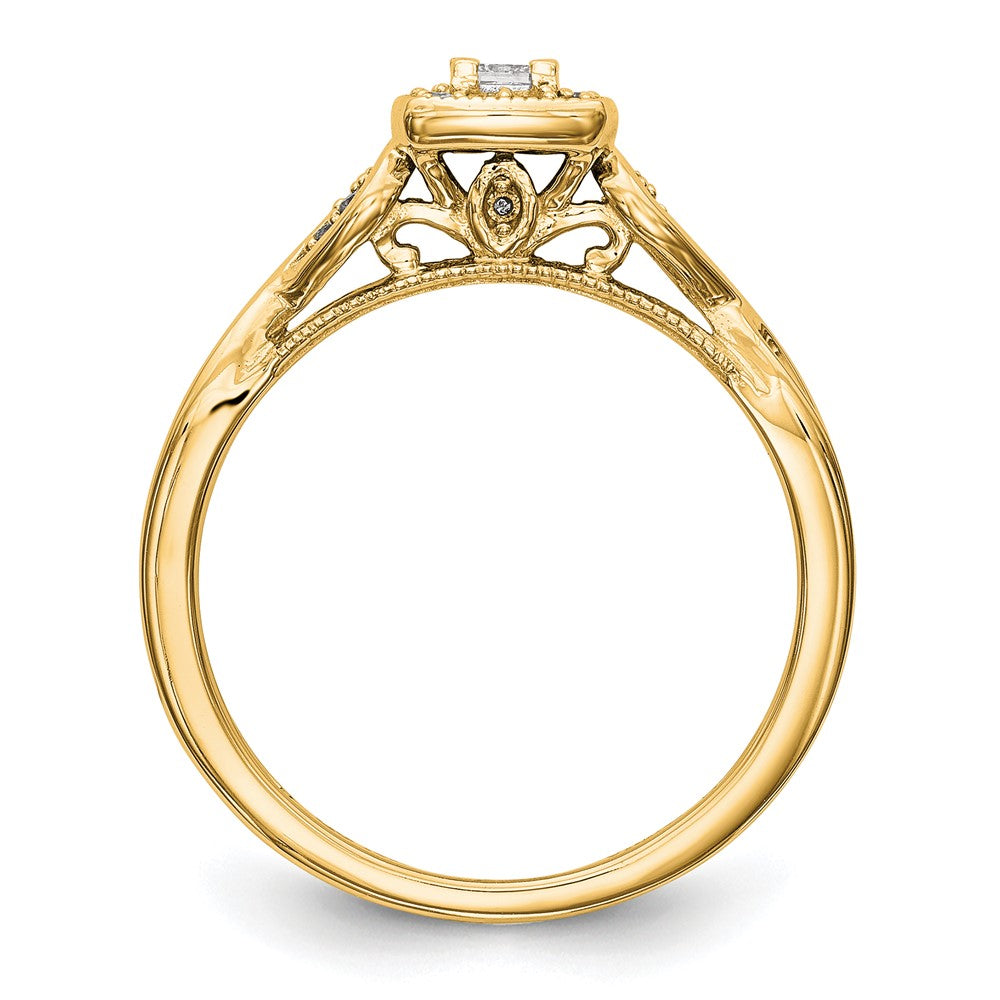 14K Gelbgold Verlobungsring, petite, mit 0,2 ct. im Labor gezüchteten Diamanten, VS/SI+ G+