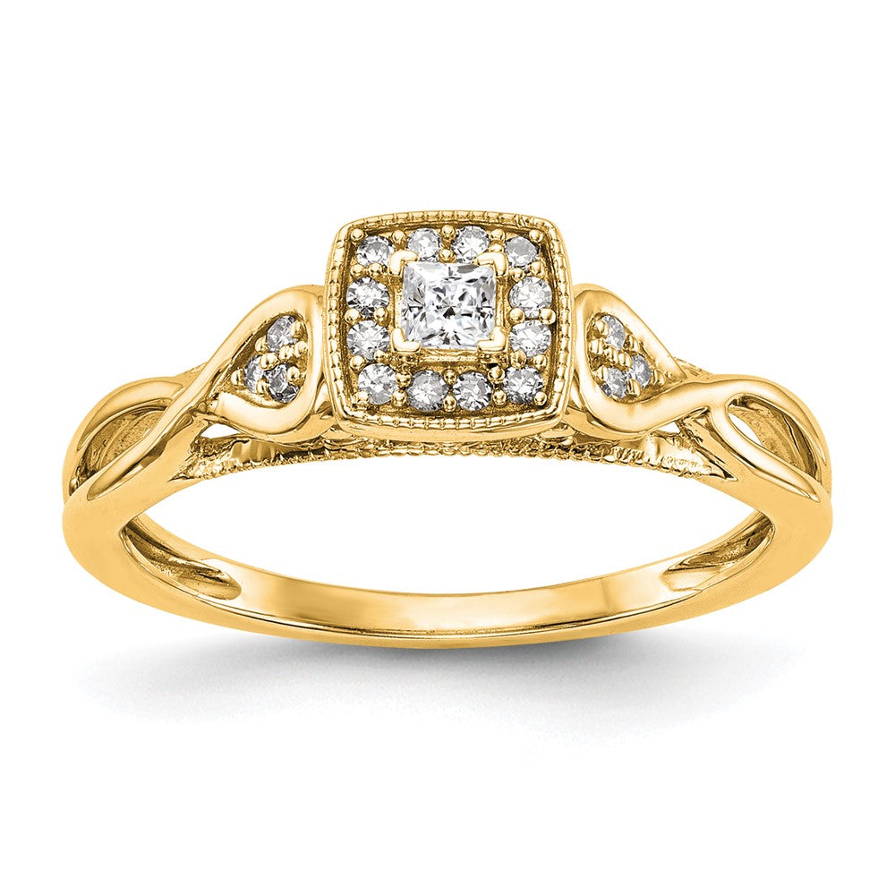 14K Gelbgold Verlobungsring, petite, mit 0,2 ct. im Labor gezüchteten Diamanten, VS/SI+ G+