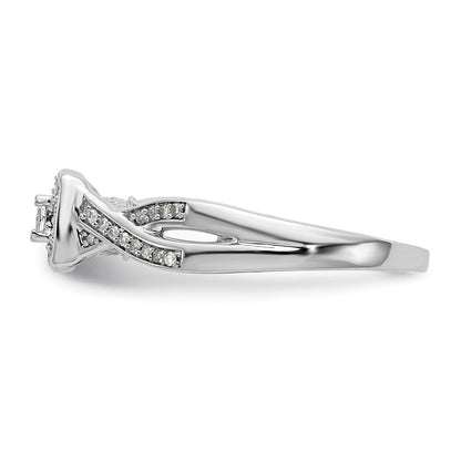 14K Weißgold First Versprechen Kreuz 1/3 Karat Rund Diamant Komplett Versprechen/ Verlobungsring