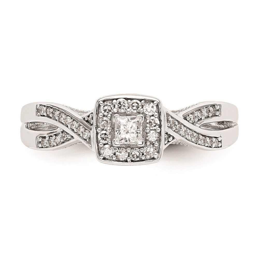 14K Weißgold Verlobungsring mit natürlichen Diamanten, rhodiniert