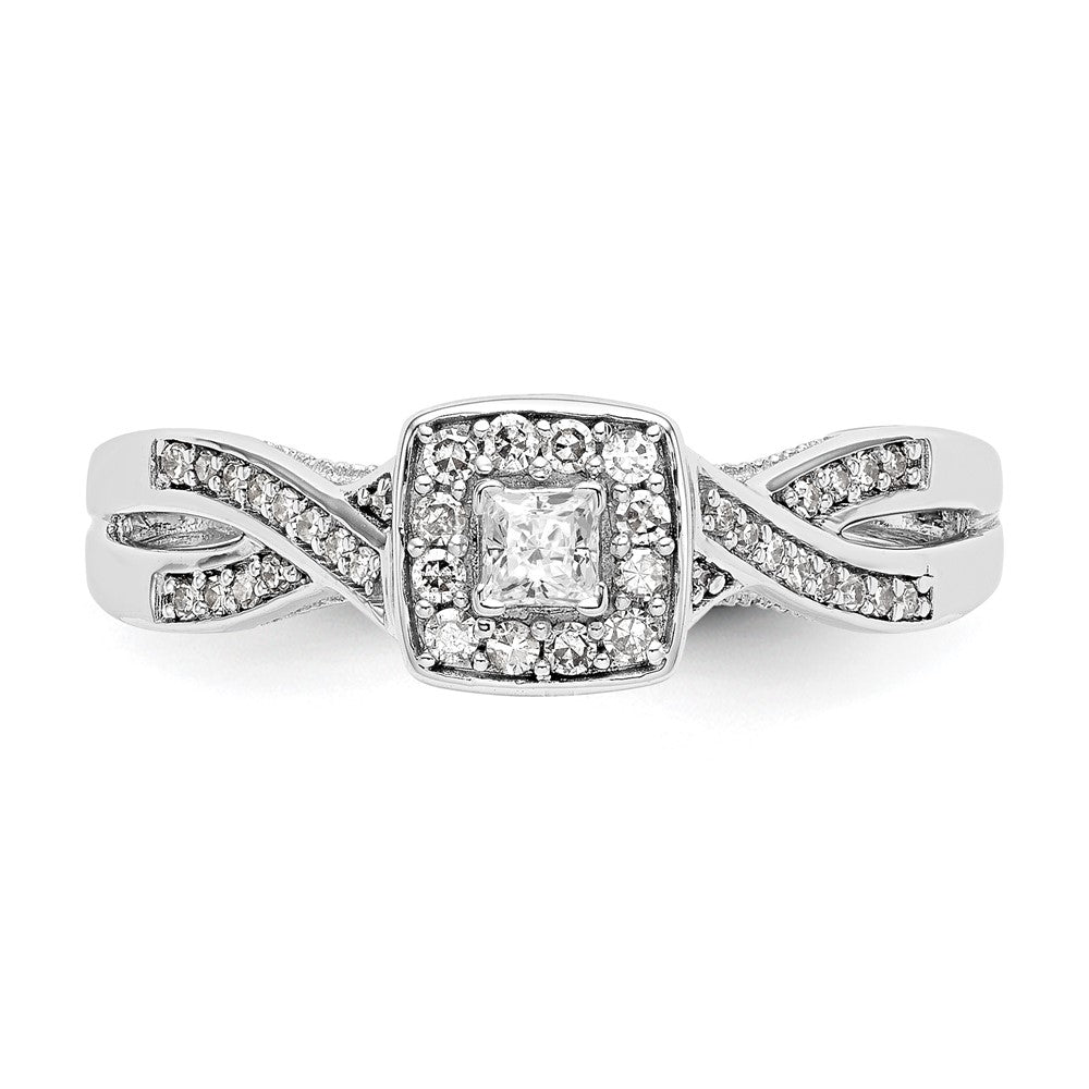 14K Weißgold First Versprechen Kreuz 1/3 Karat Rund Diamant Komplett Versprechen/ Verlobungsring