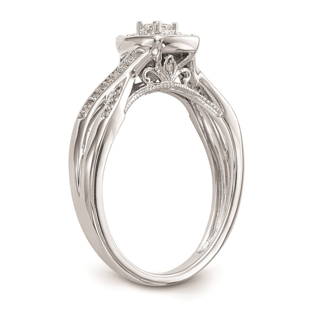 14K Weißgold Verlobungsring mit natürlichen Diamanten, rhodiniert