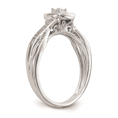 14K Weißgold Verlobungsring mit natürlichen Diamanten, rhodiniert