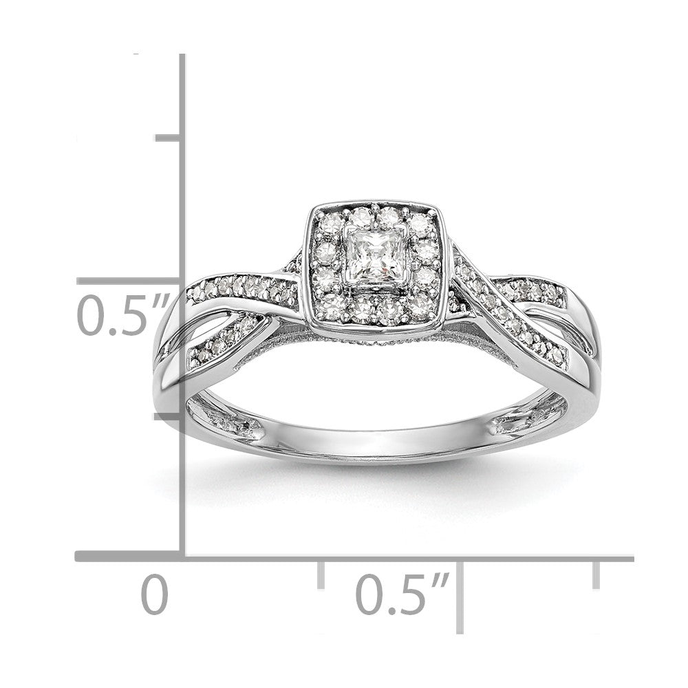14K Weißgold Verlobungsring mit natürlichen Diamanten, rhodiniert