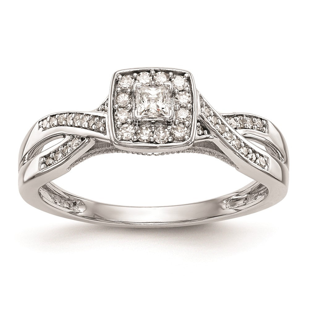 14K Weißgold Verlobungsring mit natürlichen Diamanten, rhodiniert