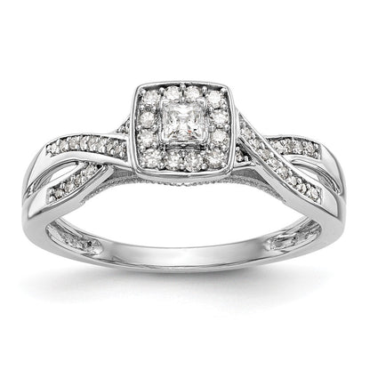 14K Weißgold First Versprechen Kreuz 1/3 Karat Rund Diamant Komplett Versprechen/ Verlobungsring