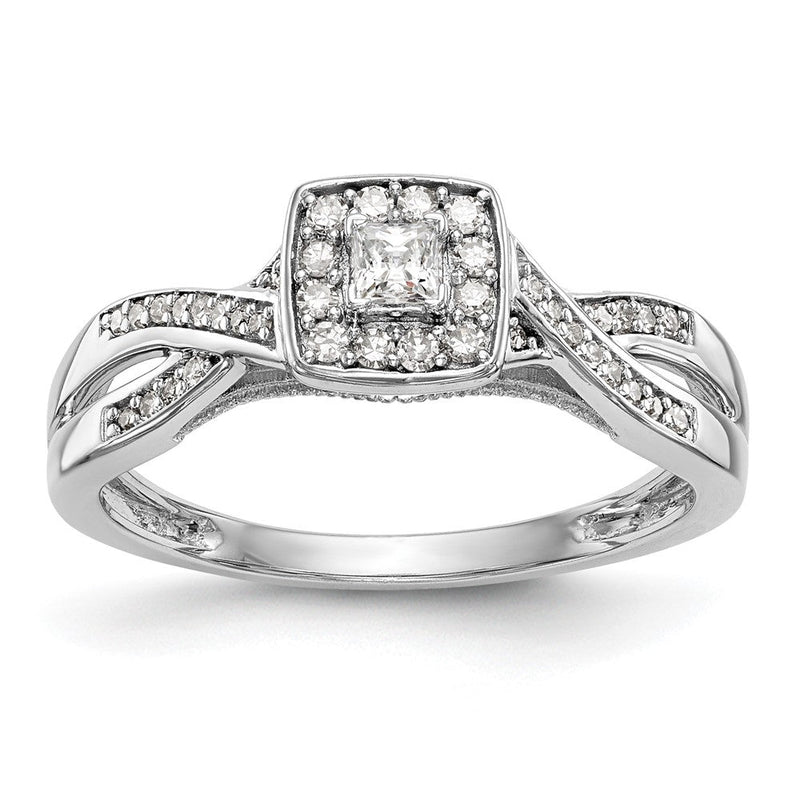 14K Weißgold First Versprechen Kreuz 1/3 Karat Rund Diamant Komplett Versprechen/ Verlobungsring