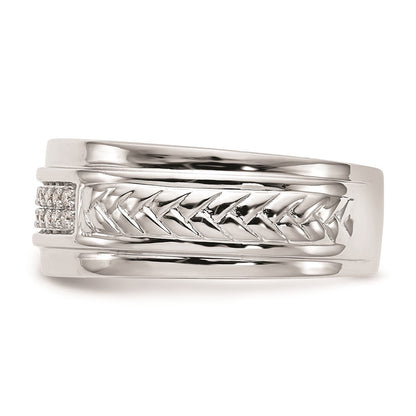 14K Weißgold Herren-Ehering Trio mit echten Diamanten