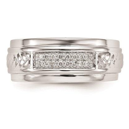 14K Weißgold Herren-Ehering Trio mit echten Diamanten