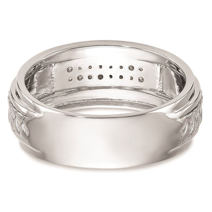 14K Weißgold Herren-Ehering Trio mit echten Diamanten
