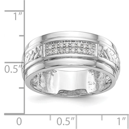 14K Weißgold Herren-Ehering Trio mit echten Diamanten