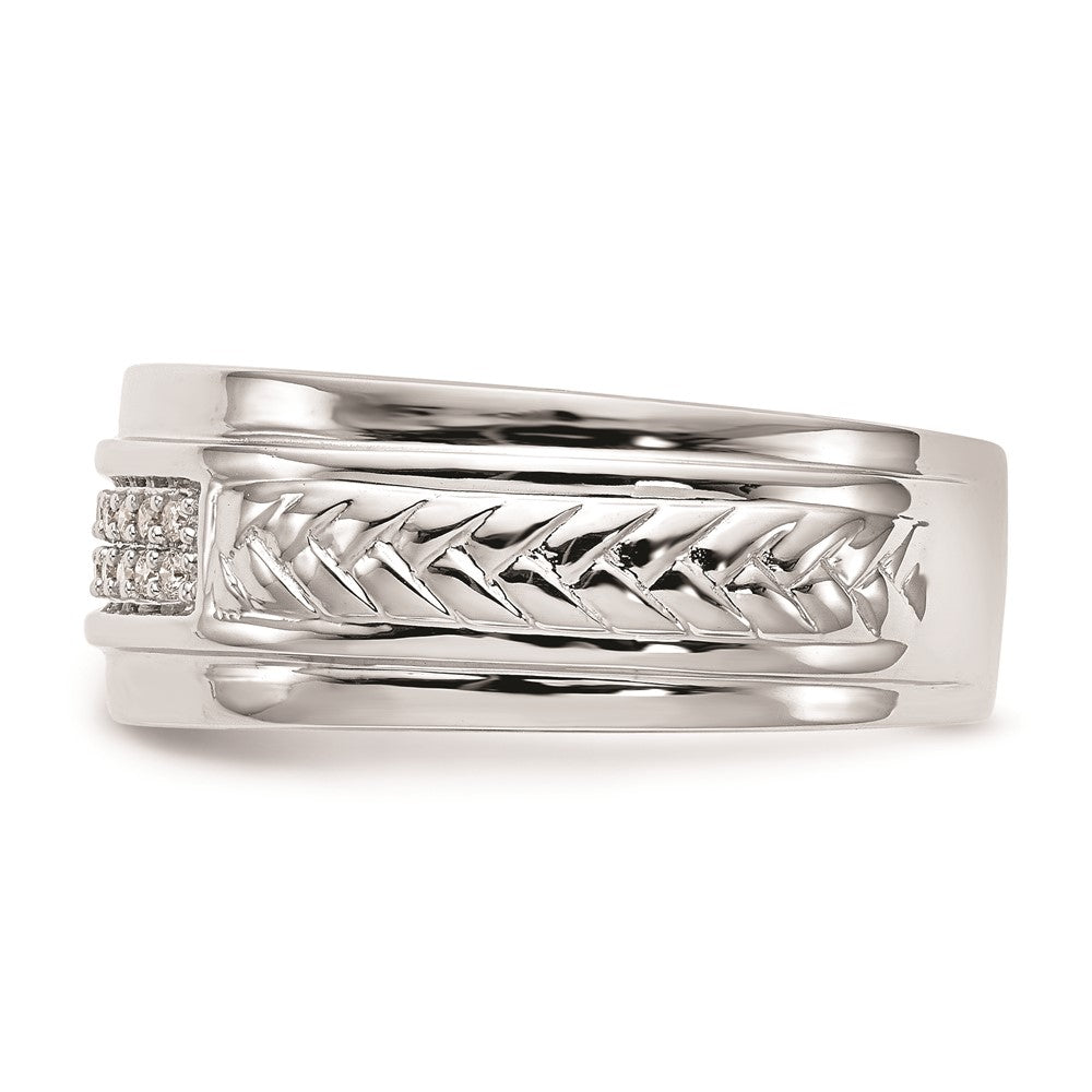14K Weißgold Herren-Trio-Ehering mit natürlichen Diamanten