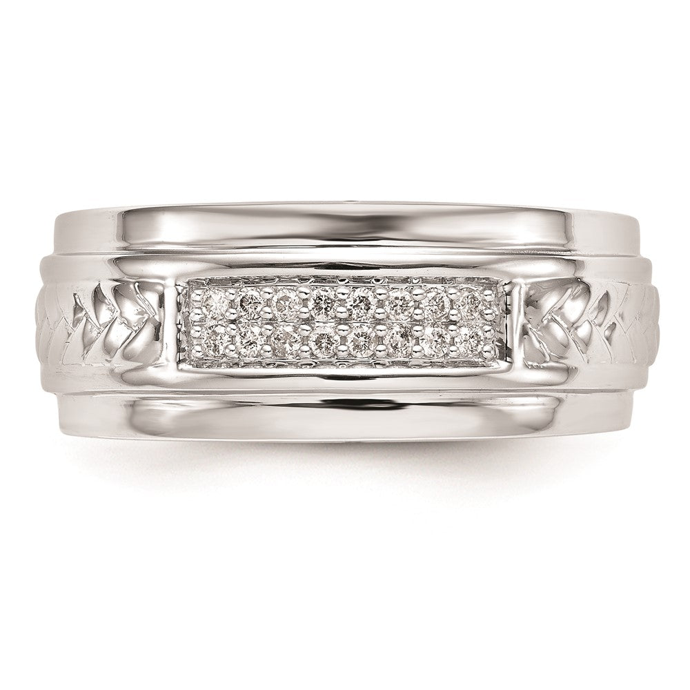 14K Weißgold Herren-Trio-Ehering mit natürlichen Diamanten
