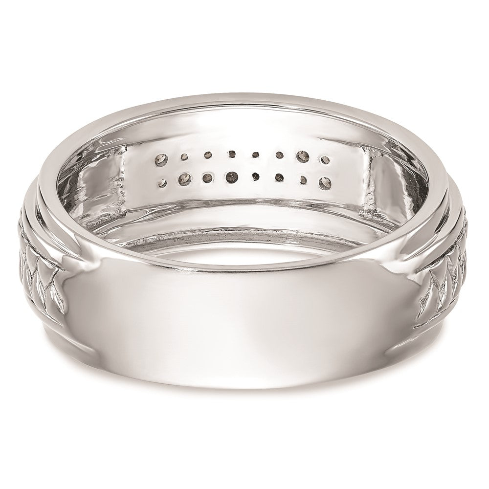 14K Weißgold Herren-Trio-Ehering mit natürlichen Diamanten