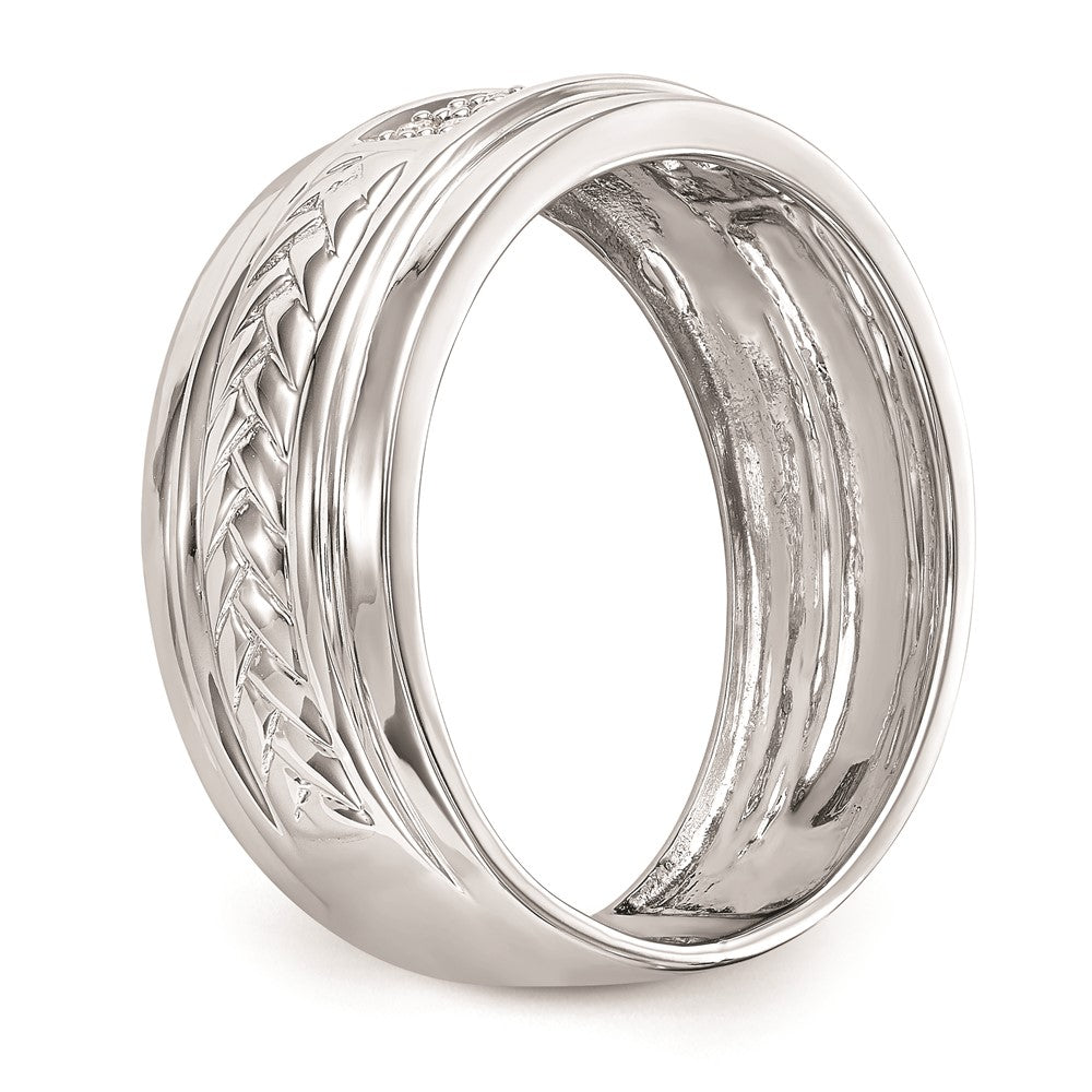 14K Weißgold Herren-Trio-Ehering mit natürlichen Diamanten
