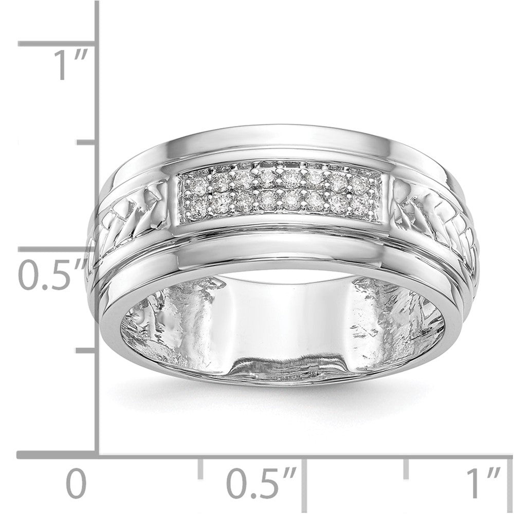14K Weißgold Herren-Trio-Ehering mit natürlichen Diamanten