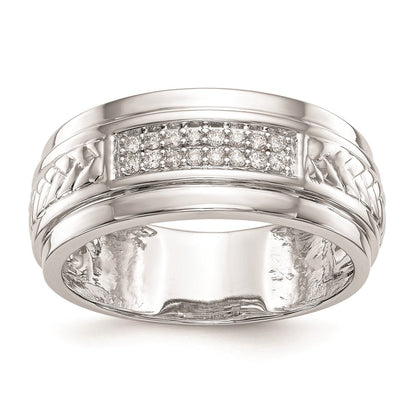 14K Weißgold Herren-Trio-Ehering mit natürlichen Diamanten