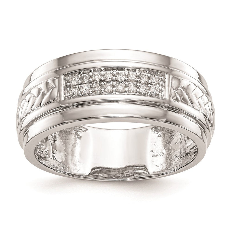 14K Weißgold Herren-Trio-Ehering mit natürlichen Diamanten