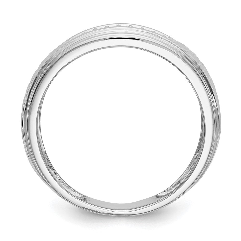 14K Weißgold Herren-Ehering mit echten Diamanten, Trio