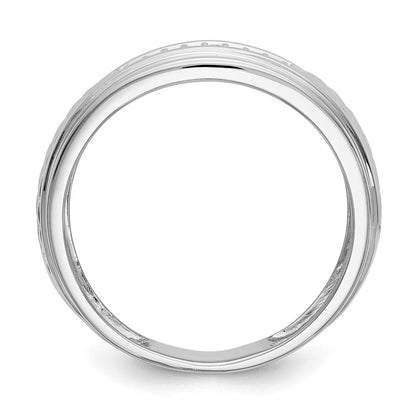 14K Weißgold Herren-Ehering mit echten Diamanten, Trio