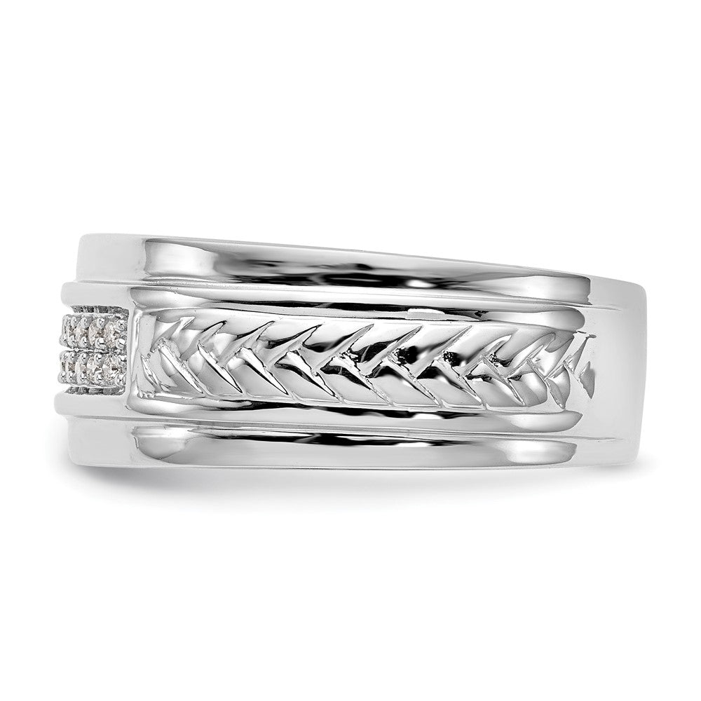 14K Weißgold Herren-Ehering mit echten Diamanten, Trio