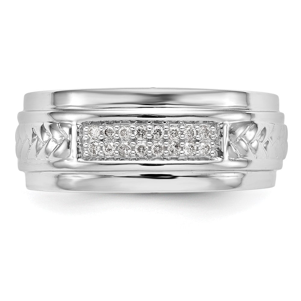 14K Weißgold Herren-Ehering mit echten Diamanten, Trio
