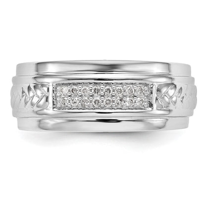 14K Weißgold Herren-Ehering mit echten Diamanten, Trio