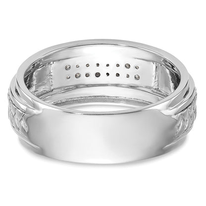 14K Weißgold Herren-Ehering mit echten Diamanten, Trio