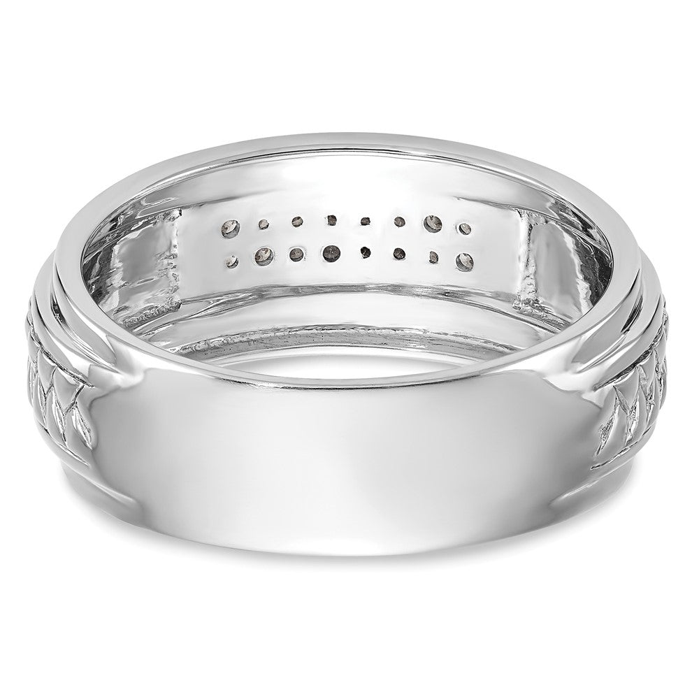14K Weißgold Trio Herren-Ehering mit Diamant aus dem Labor, VS/SI+ G+