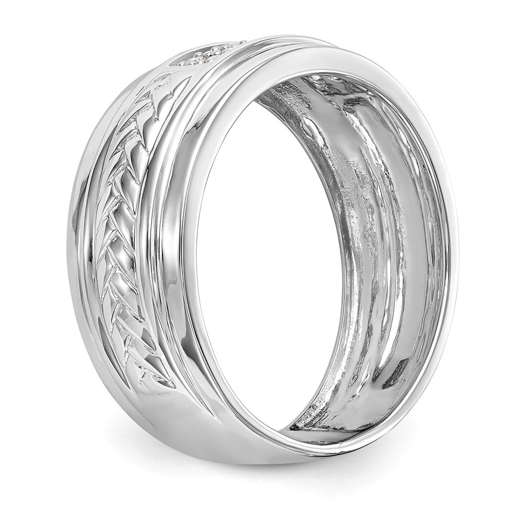 14K Weißgold Trio Herren-Ehering mit Diamant aus dem Labor, VS/SI+ G+
