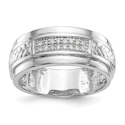14K Weißgold Herren-Ehering mit echten Diamanten, Trio