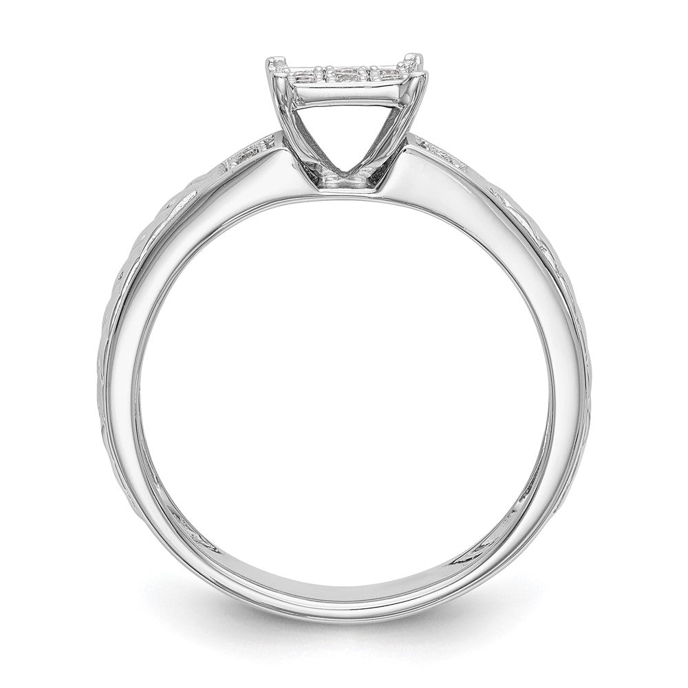 10K Weißgold Quadratisch Cluster 1/6 Karat Diamant Trio Komplett Verlobungsring