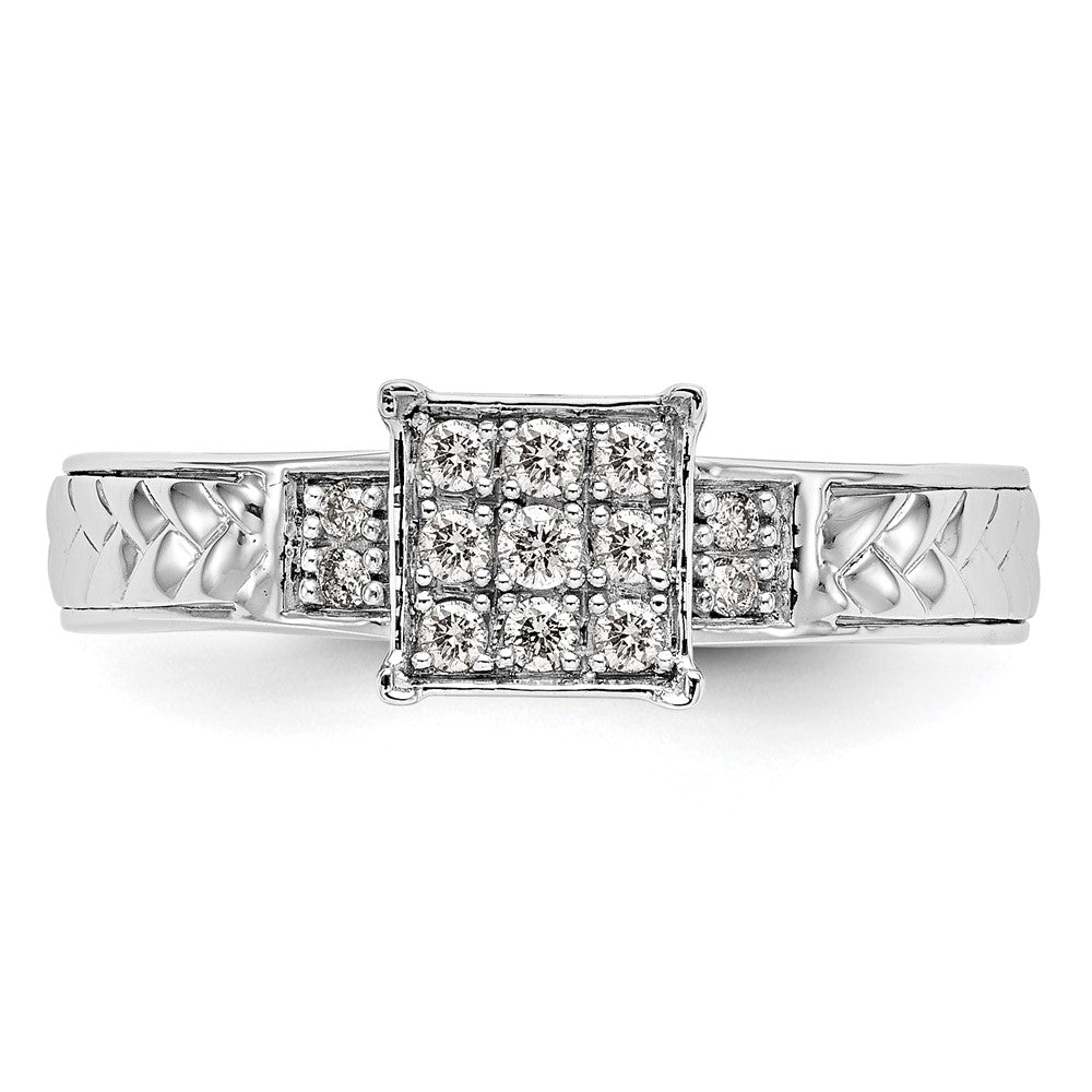 14K Weißgold Verlobungsring mit im Labor gezüchteten Diamanten, Cluster, Trio, VS/SI+ G+
