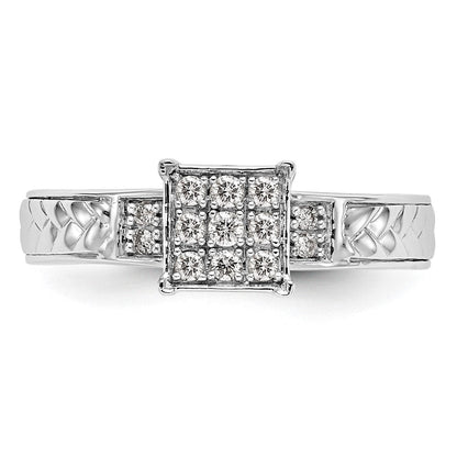 14K Weißgold Verlobungsring mit im Labor gezüchteten Diamanten, Cluster, Trio, VS/SI+ G+