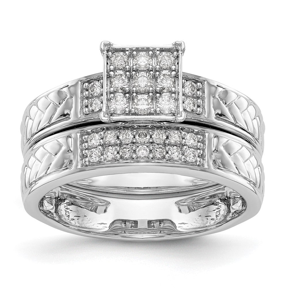 14K Weißgold Verlobungsring mit im Labor gezüchteten Diamanten, Cluster, Trio, VS/SI+ G+
