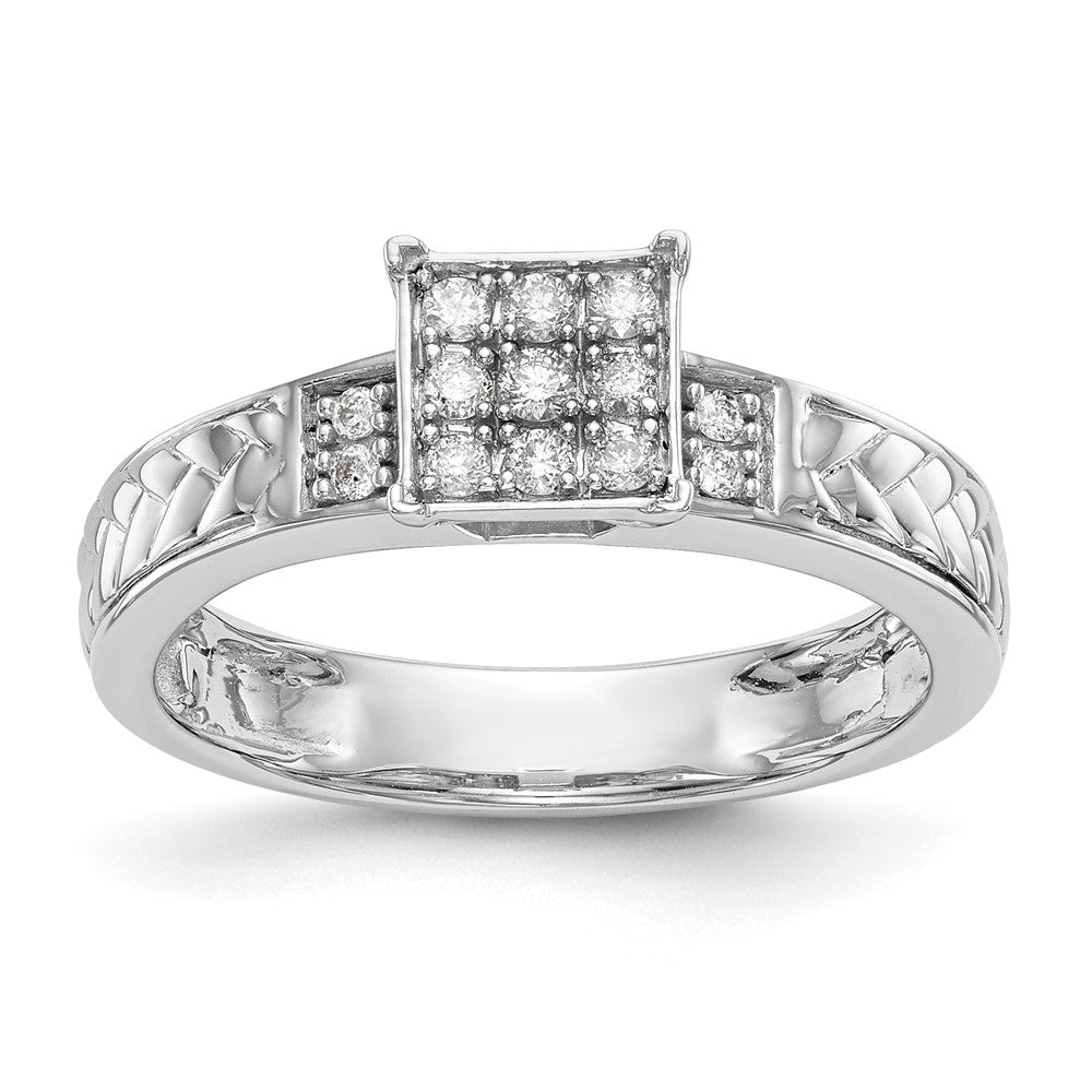 14K Weißgold Verlobungsring mit im Labor gezüchteten Diamanten, Cluster, Trio, VS/SI+ G+