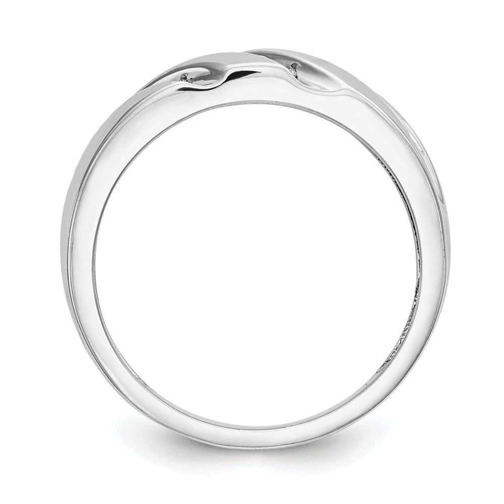 14K Weißgold Herren-Trio-Ehering mit natürlichen Diamanten, vollständig besetzt