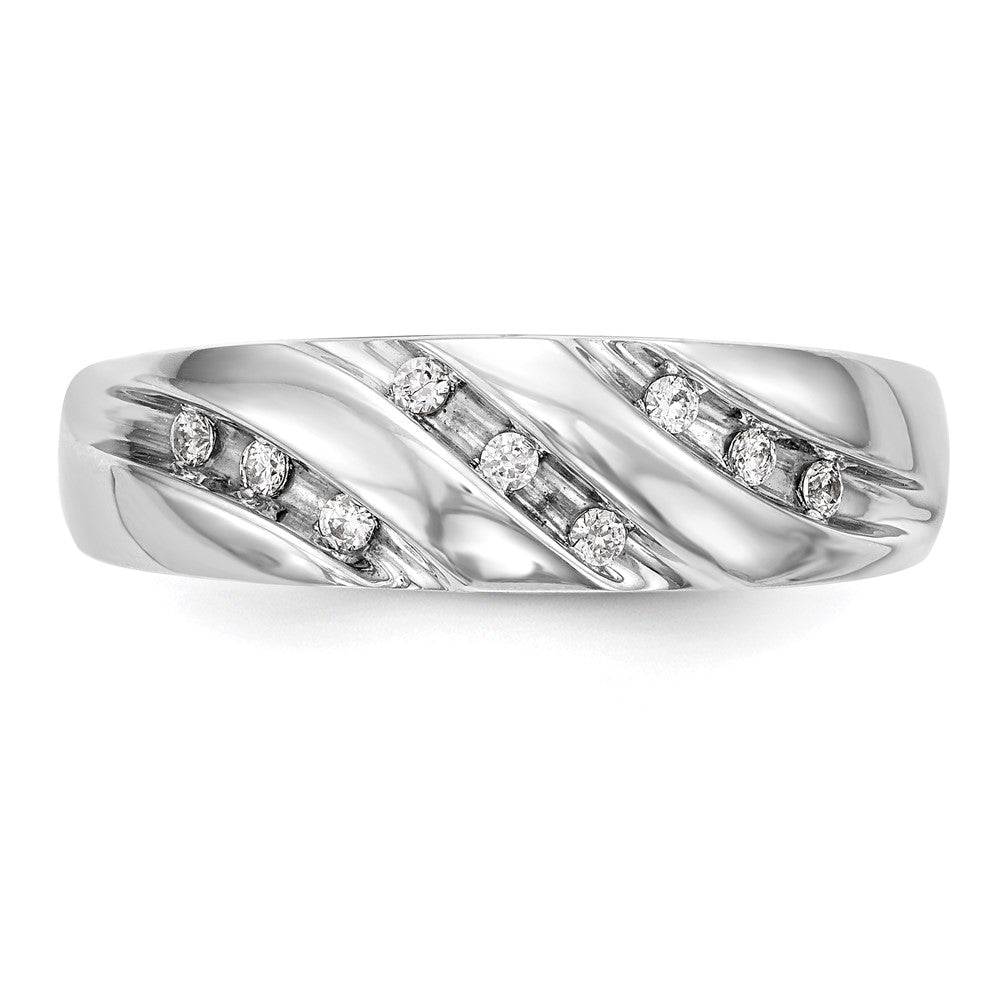 14K Weißgold Herren-Trio-Ehering mit natürlichen Diamanten, vollständig besetzt