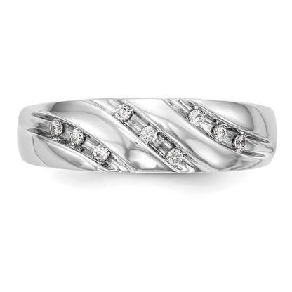 14K Weißgold Herren-Trio-Ehering mit natürlichen Diamanten, vollständig besetzt