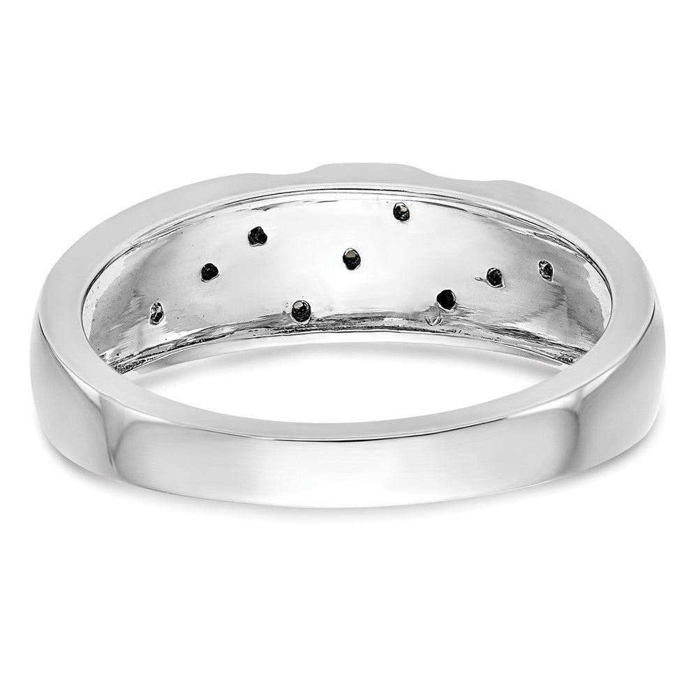14K Weißgold Herren-Trio-Ehering mit natürlichen Diamanten, vollständig besetzt