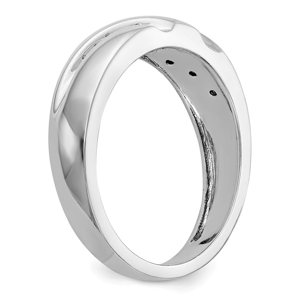 14K Weißgold Herren-Trio-Ehering mit natürlichen Diamanten, vollständig besetzt