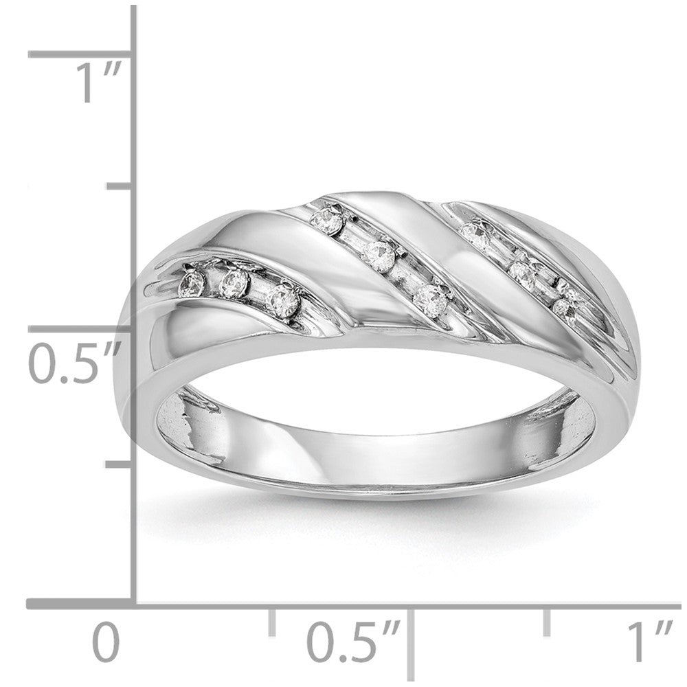14K Weißgold Herren-Trio-Ehering mit natürlichen Diamanten, vollständig besetzt
