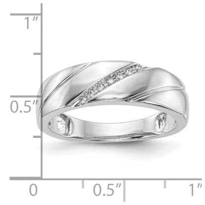 14K Weißgold Herren-Ehering-Trio mit natürlichen Diamanten, komplett besetzt