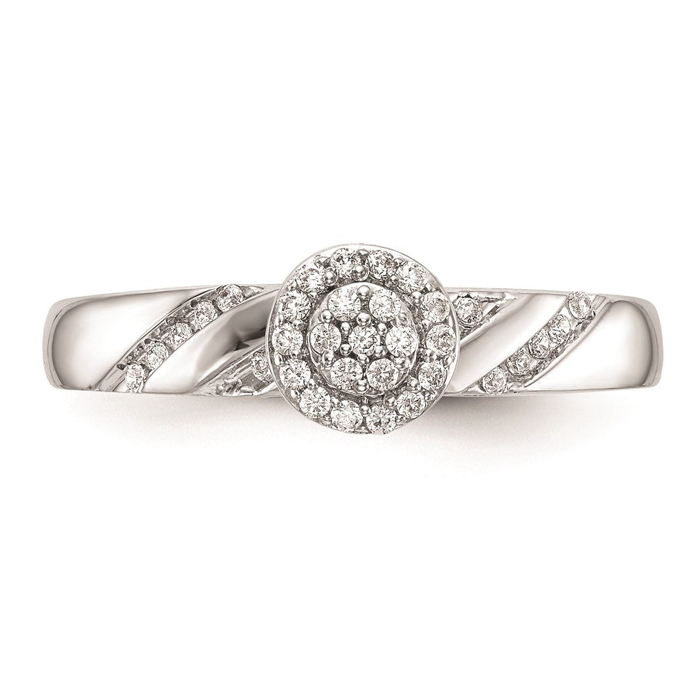 14K Weißgold Verlobungsring mit Diamant-Cluster im Trio-Design, komplett mit echten Diamanten