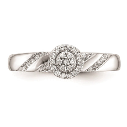 14K Weißgold Verlobungsring mit Diamant-Cluster im Trio-Design, komplett mit echten Diamanten