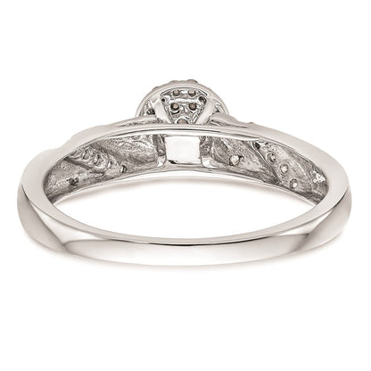 14K Weißgold Verlobungsring mit Diamant-Cluster im Trio-Design, komplett mit echten Diamanten