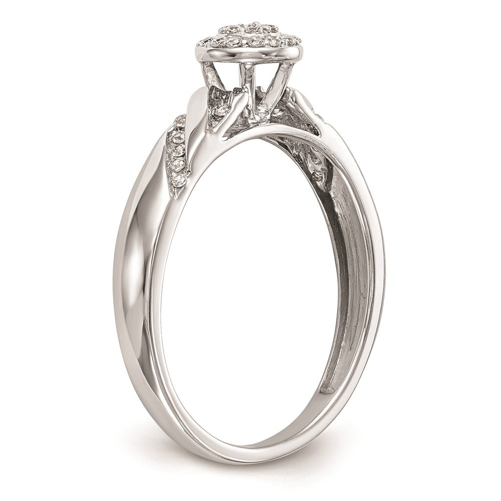 14K Weißgold Verlobungsring mit Diamant-Cluster im Trio-Design, komplett mit echten Diamanten