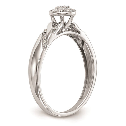 14K Weißgold Verlobungsring mit Diamant-Cluster im Trio-Design, komplett mit echten Diamanten