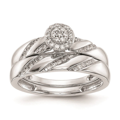 14K Weißgold Verlobungsring mit Diamant-Cluster im Trio-Design, komplett mit echten Diamanten