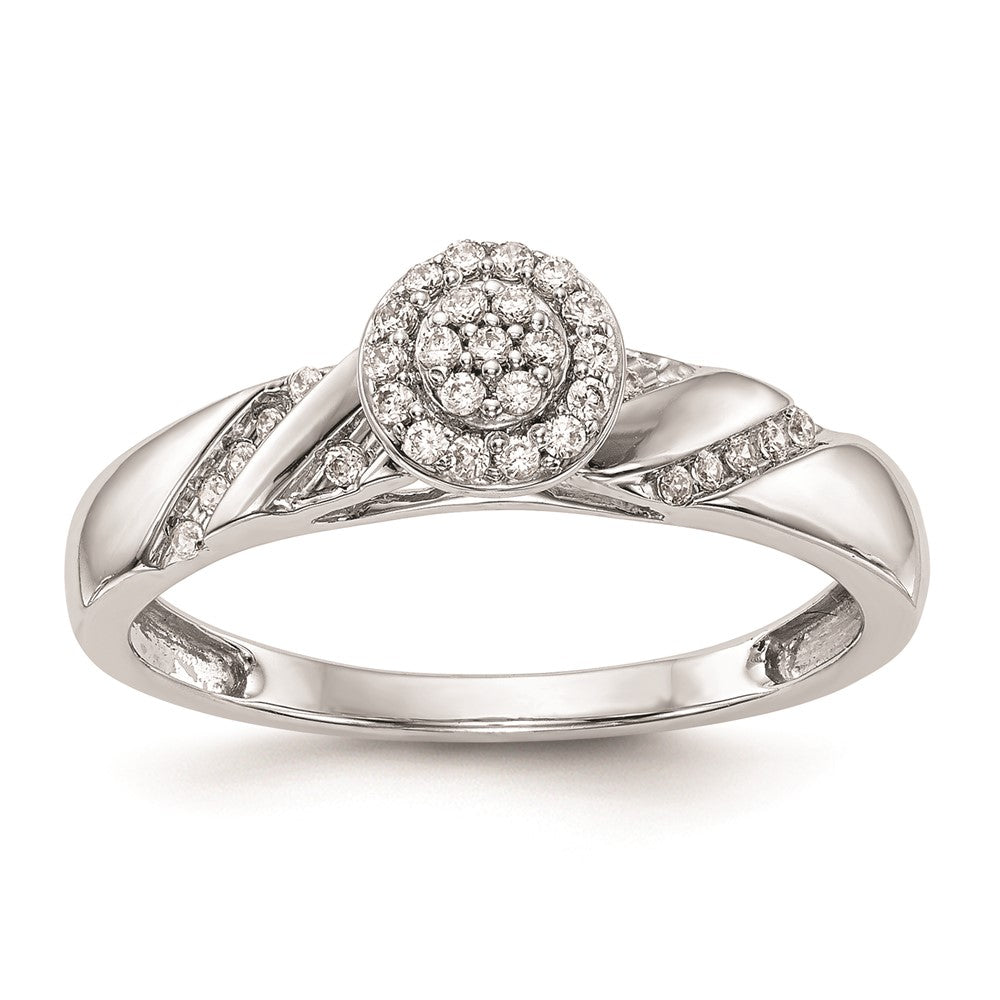 14K Weißgold Verlobungsring mit Diamant-Cluster im Trio-Design, komplett mit echten Diamanten